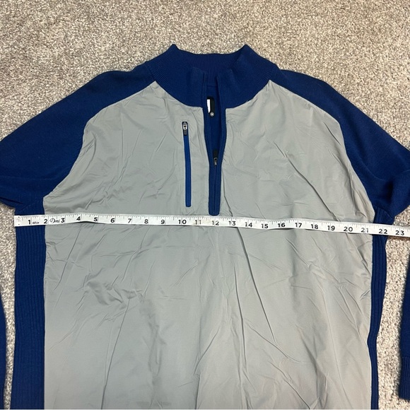 FootJoy Tech Sweater Men’s Medium Gray Blue 1/4 Zip Wool Blend Golf Pullover - Picture 3 of 7